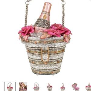 Mary Frances Silver and Pink Beaded Mini Bag